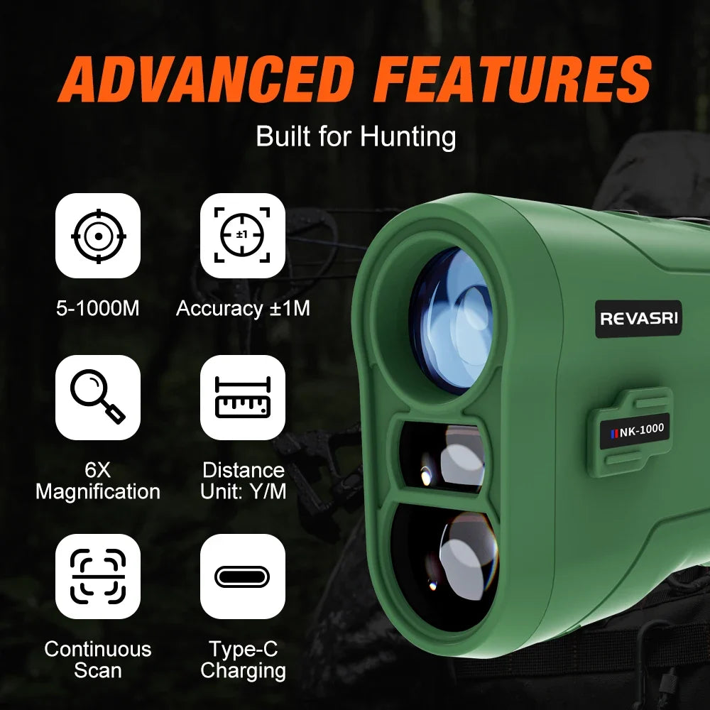 1000M Laser Rangefinder - Rechargeable Monocular for Hunting & Golf