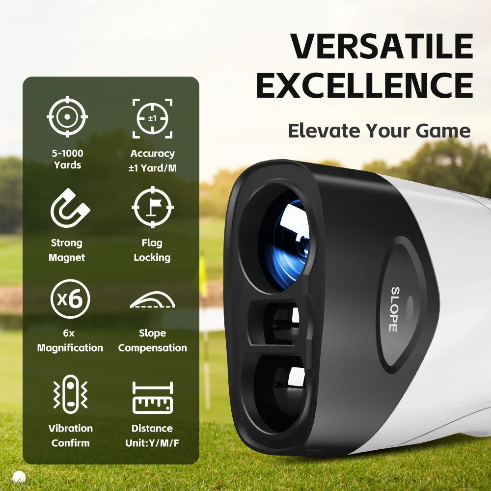 1000 Yard Golf Laser Rangefinder with Magnetic Slope Mount