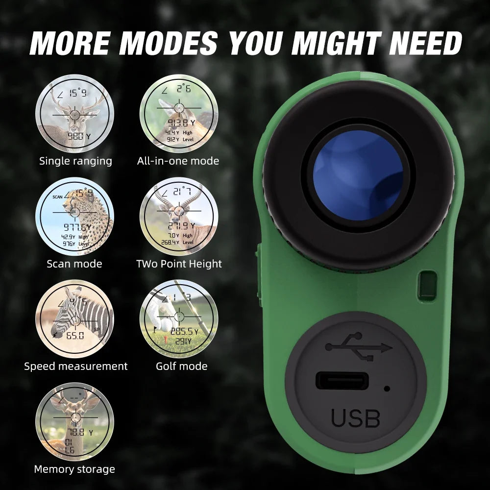 1000M Laser Rangefinder - Rechargeable Monocular for Hunting & Golf