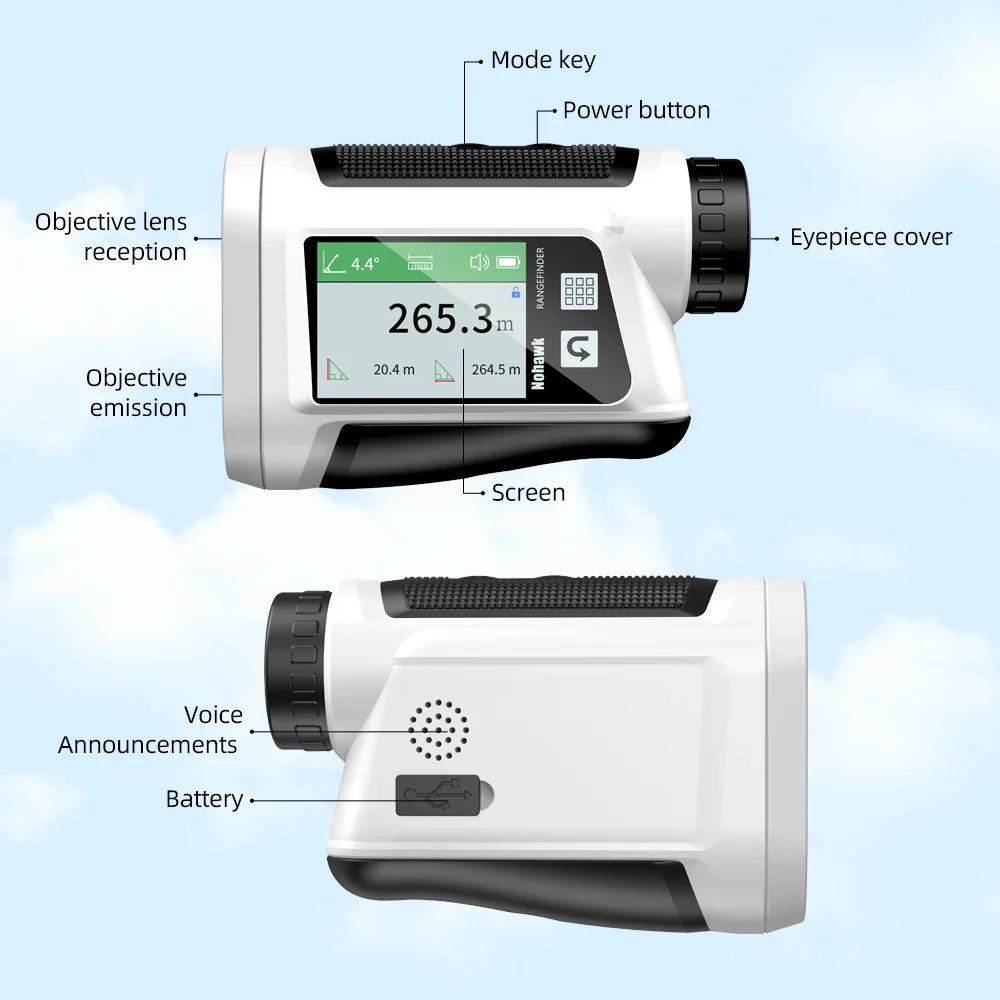 Golf Rangefinder with Side Screen & Slope Flag Lock