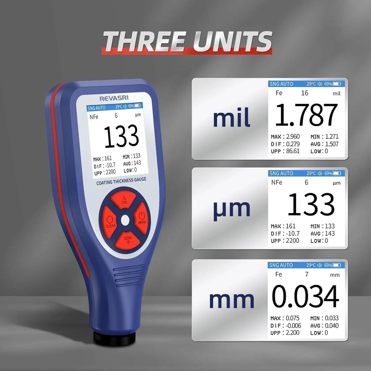 Precision Mini Coating Thickness Gauge - Digital Fe/NFe Paint Meter