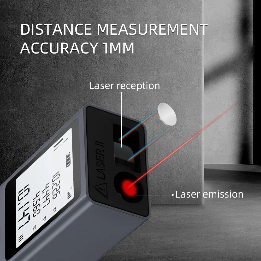 Mini Laser Distance Meter USB Rechargeable Digital Tape Measure