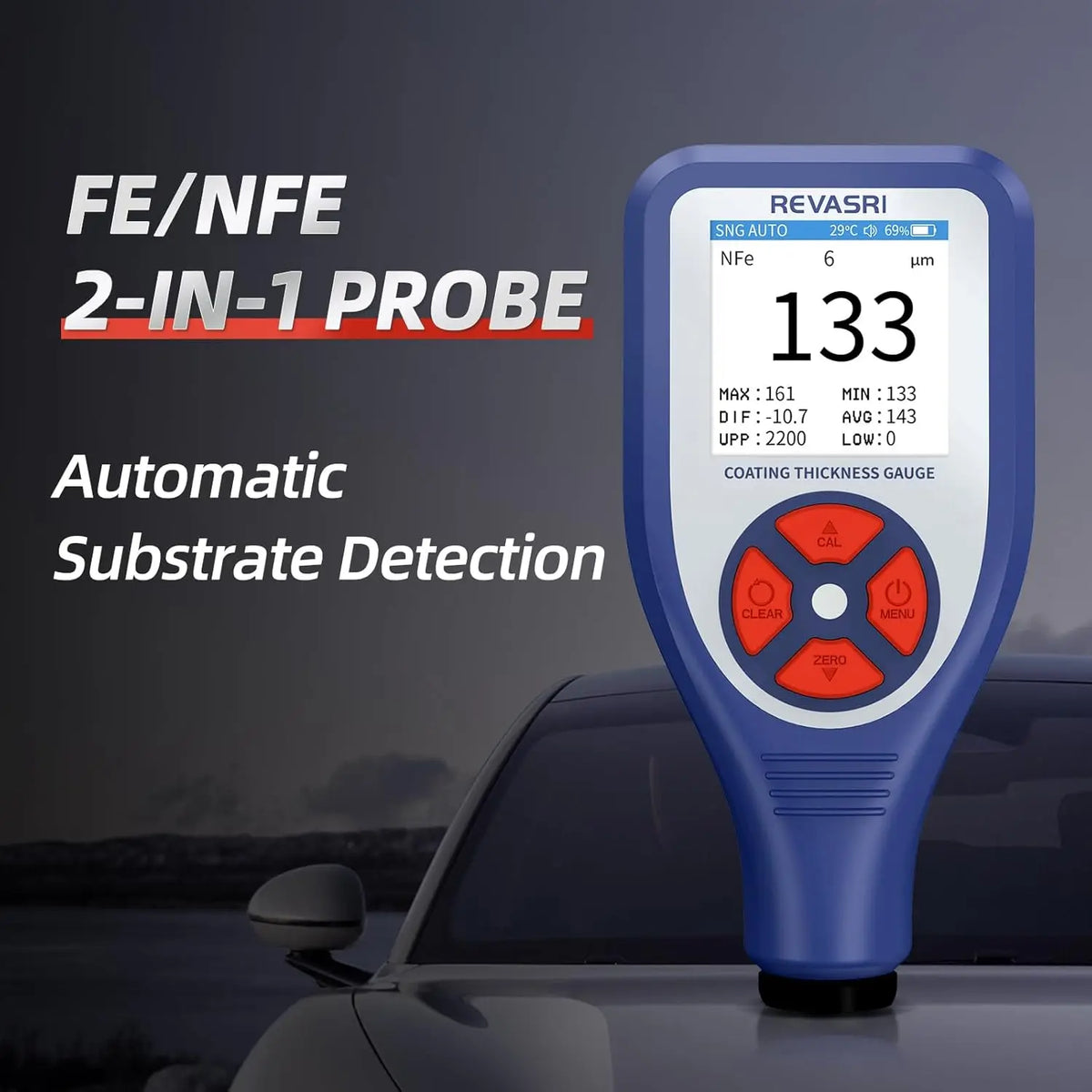 Precision Mini Coating Thickness Gauge - Digital Fe/NFe Paint Meter