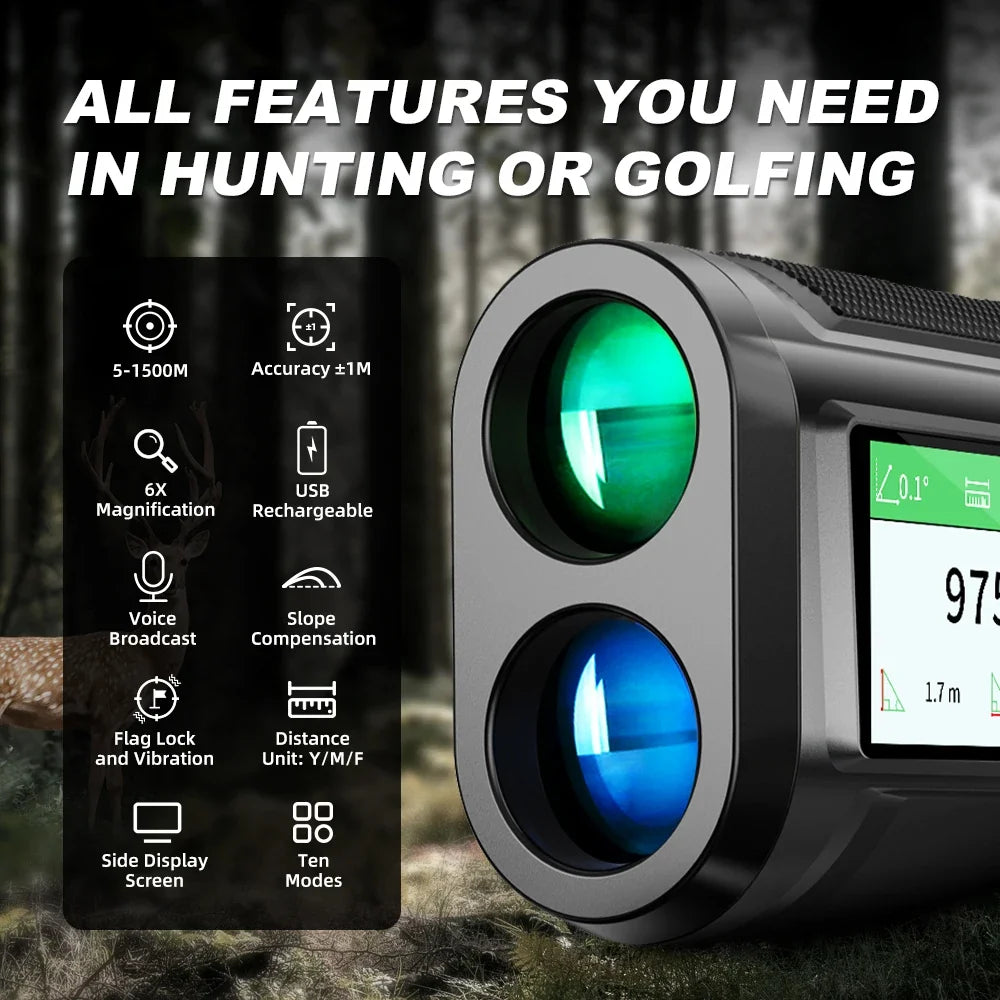 1500m Laser Rangefinder with HD Touch Screen for Golf & Hunt