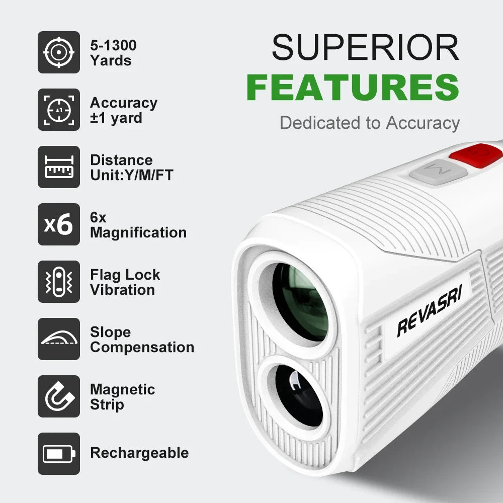 1300yd Laser Golf Rangefinder with Magnetic Mount