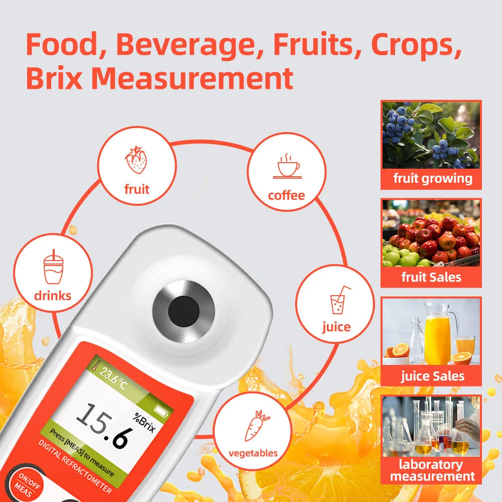 Digital Brix Refractometer - 0-55% Sugar Meter for Fruit