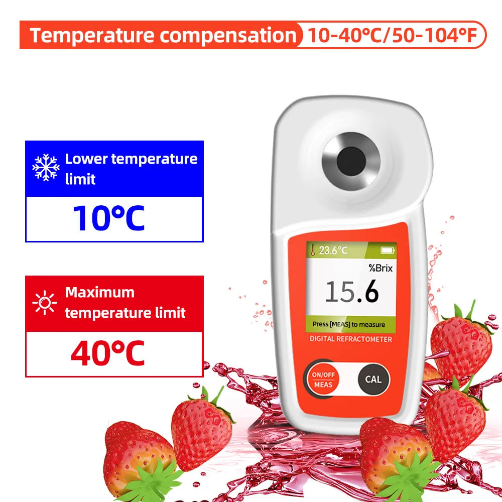 Digital Brix Refractometer - 0-55% Sugar Meter for Fruit