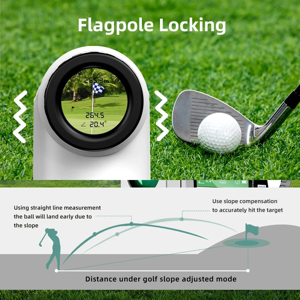 Golf Rangefinder with Side Screen & Slope Flag Lock